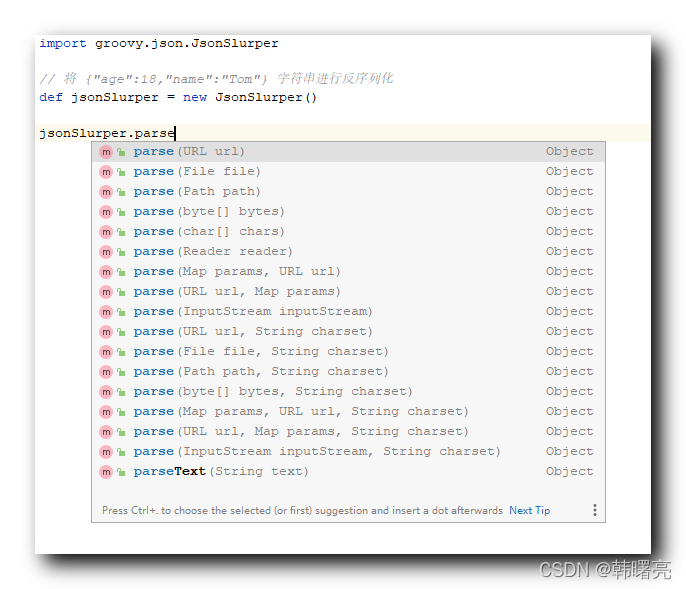 Jsonslurper examples