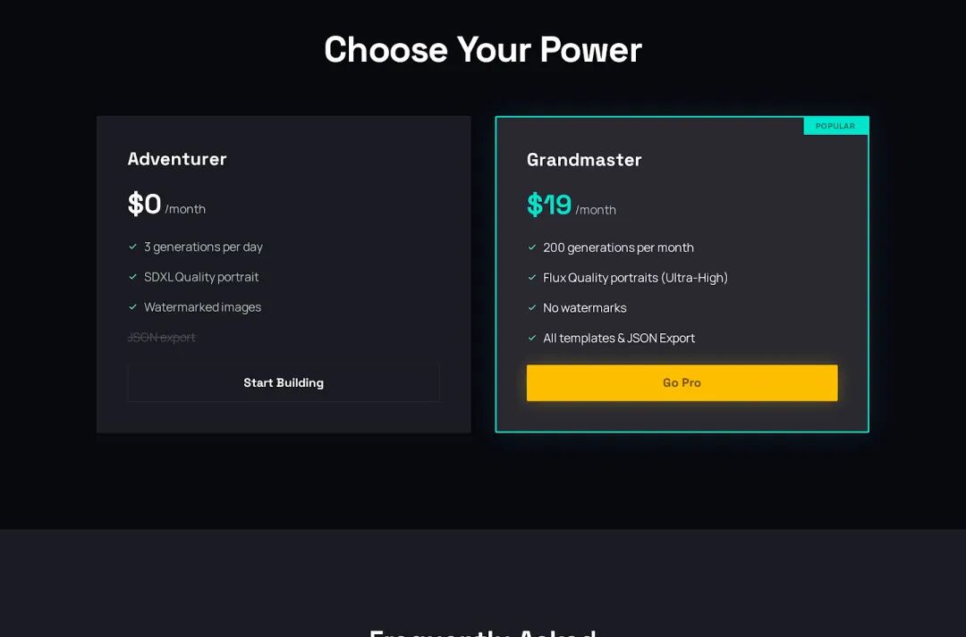 Pricing + FAQ 区域
