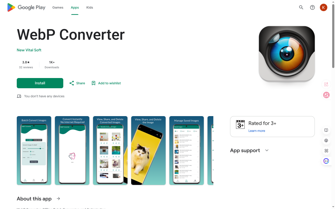 Google Play WebP Converter