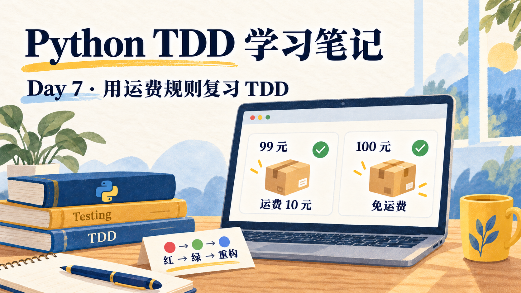 Python TDD 学习笔记 Day 07：用运费规则复习红、绿、重构