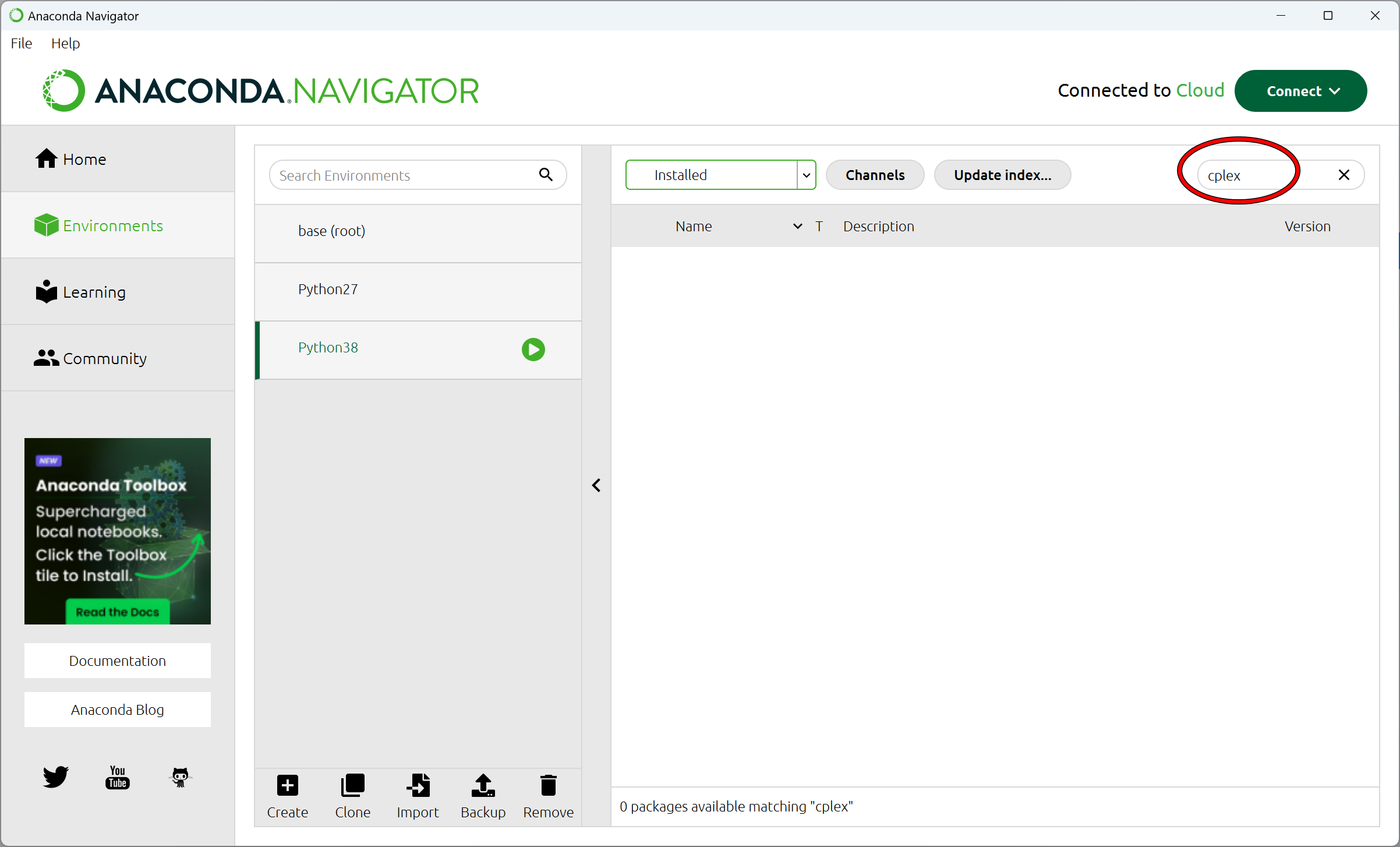 但Anaconda Navigator的列表中找不到