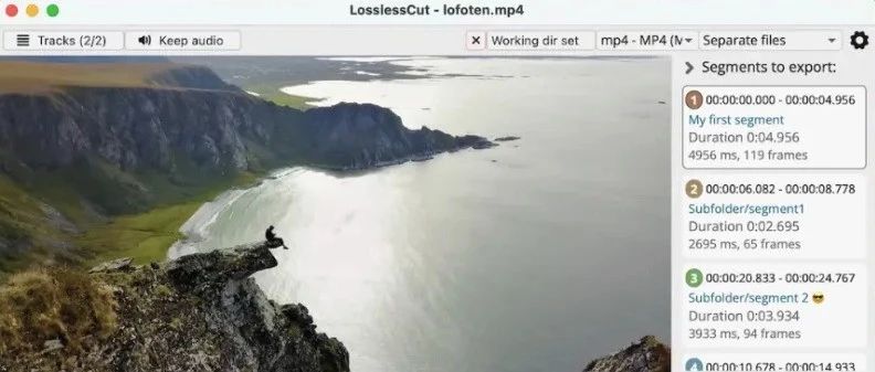 27.4K Star！剪辑神器 LosslessCut：几秒搞定无损视频剪辑与提取。