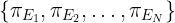 \{\pi_{E_1}, \pi_{E_2}, \ldots, \pi_{E_N}\}