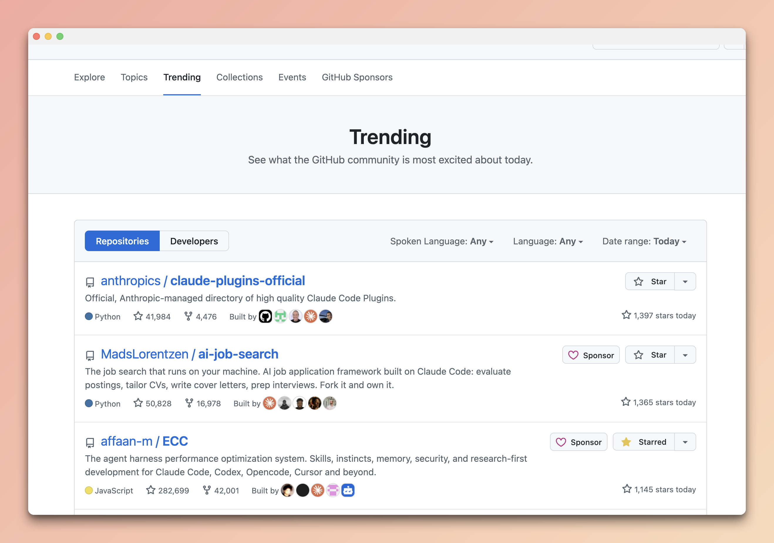 每天必看 github trending