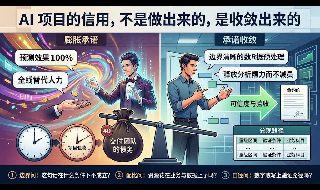 AI 项目的信用，不是做出来的，是收敛出来的