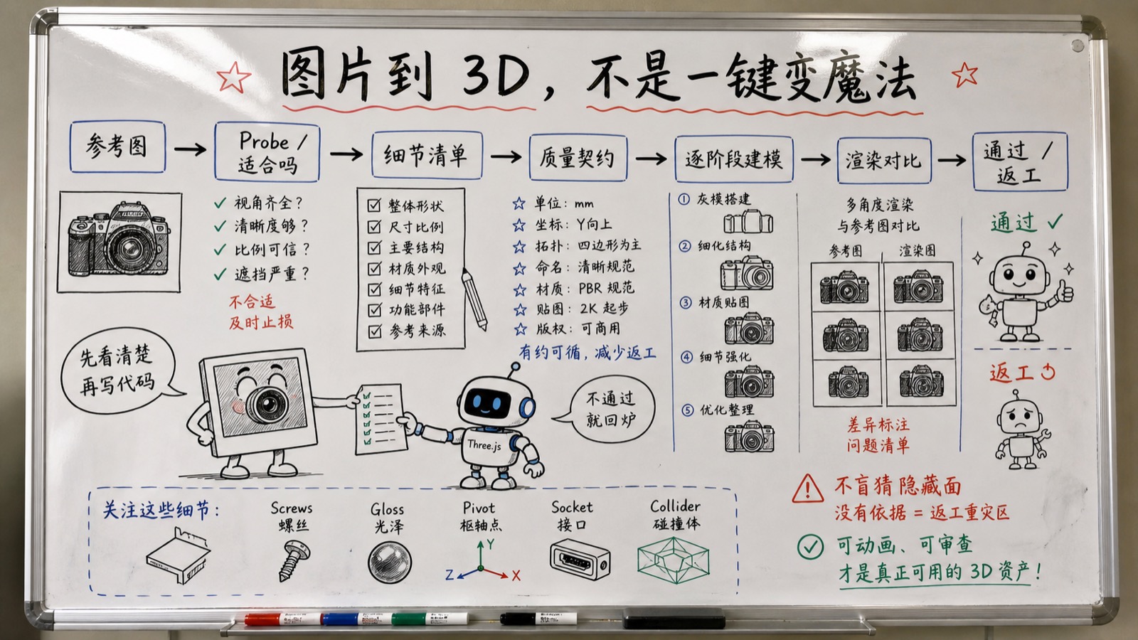 img2threejs 趣味创作白板：图片到 3D 的分阶段流水线