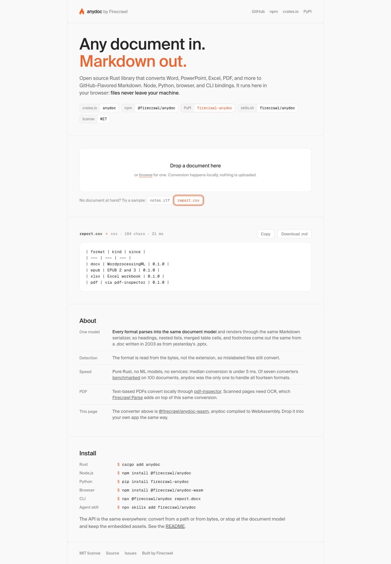 anydoc 项目原始素材：官方截图，浏览器端本地将 CSV 转换成 Markdown