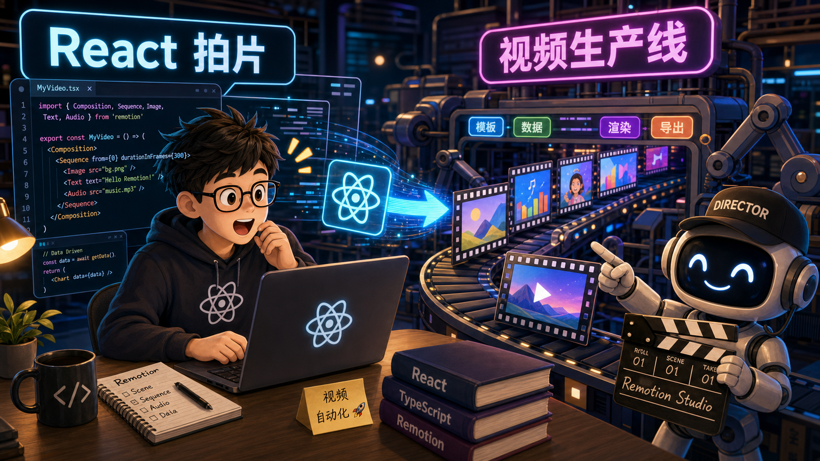 封面图：React 组件变成视频生产线