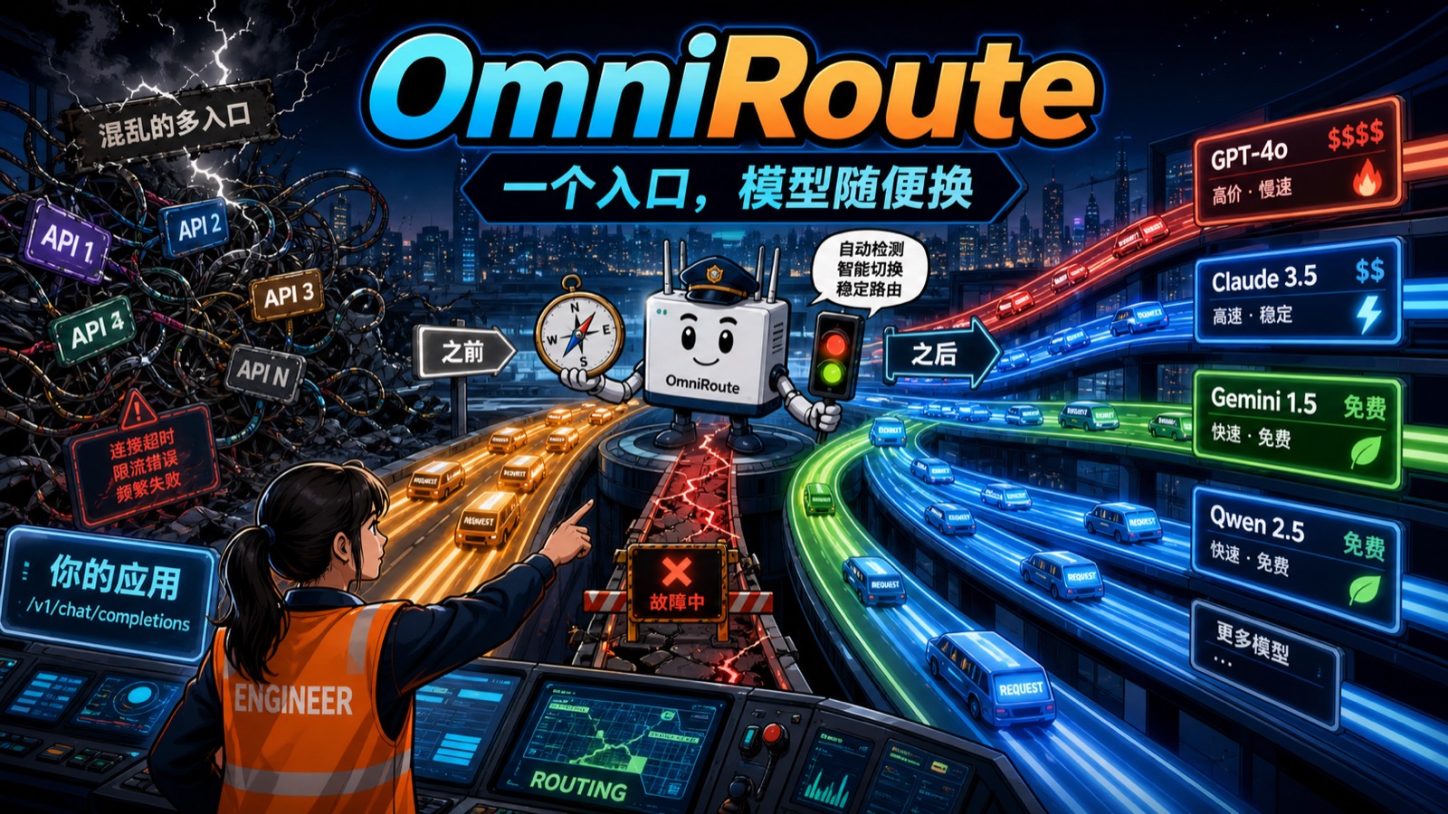 OmniRoute 封面:一个入口,模型随便换