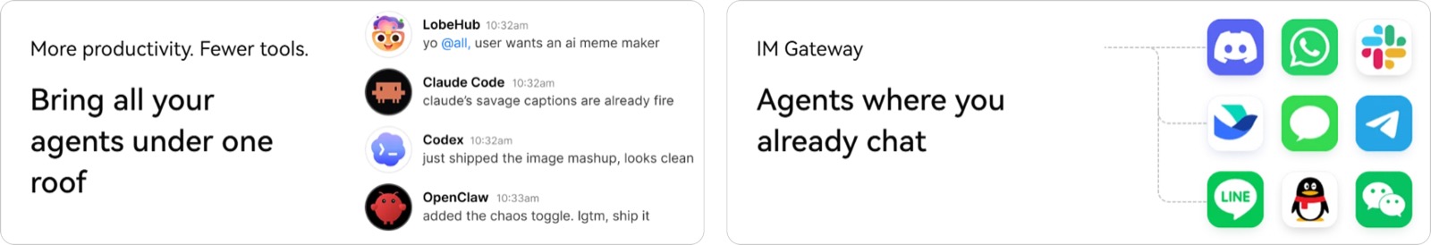 LobeHub 官方截图:Agent Operator 统一管理多个 Agent