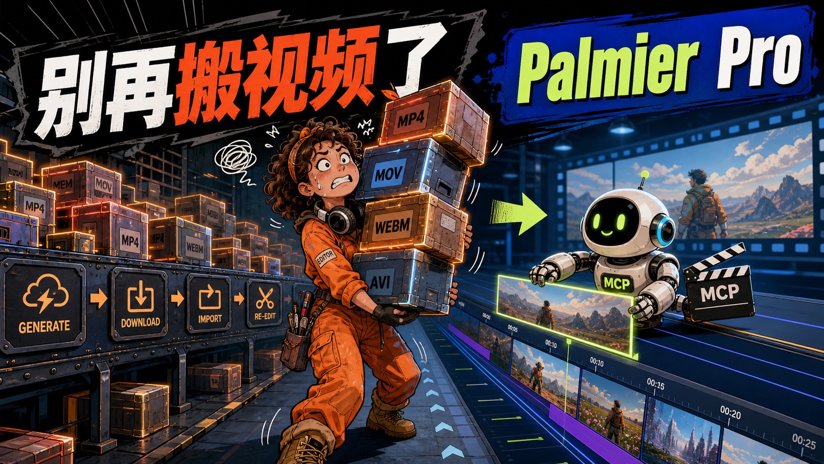 场景创作封面:Palmier Pro 把 AI 视频从搬运循环接进时间线