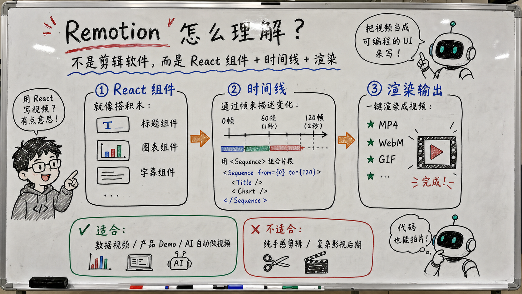 趣味白板图：Remotion 怎么理解
