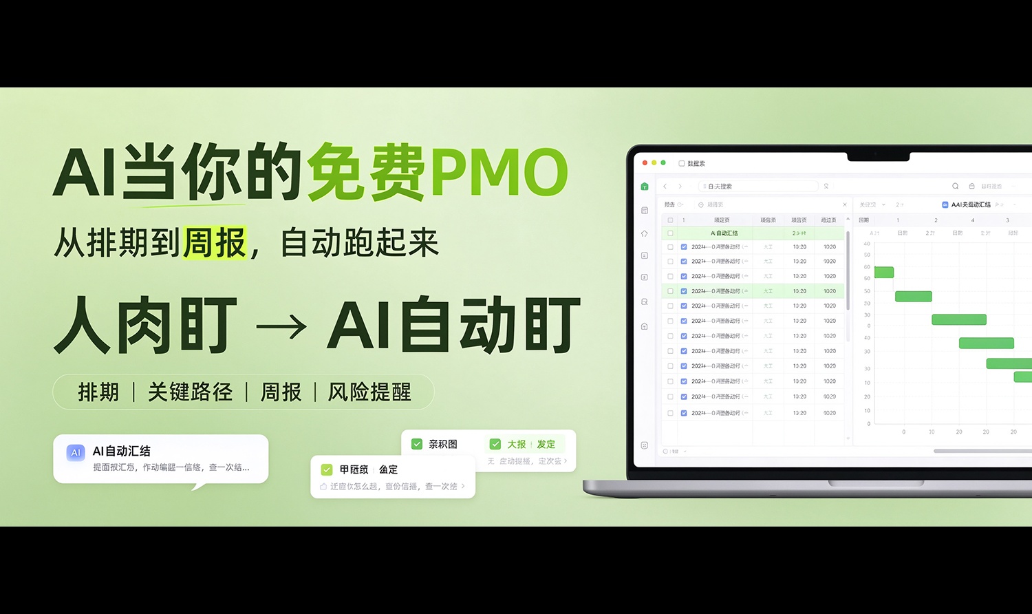 AI 当你的免费 PMO 从排期到周报