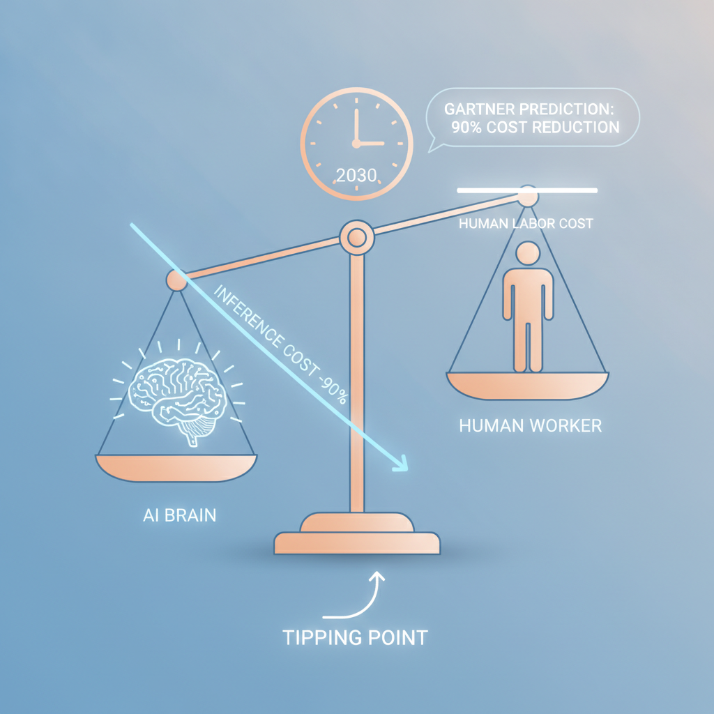 AI cost tipping point timeline to 2030