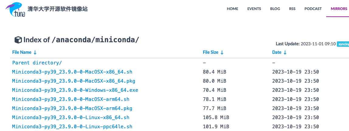 搜索到了**miniconda**的链接～