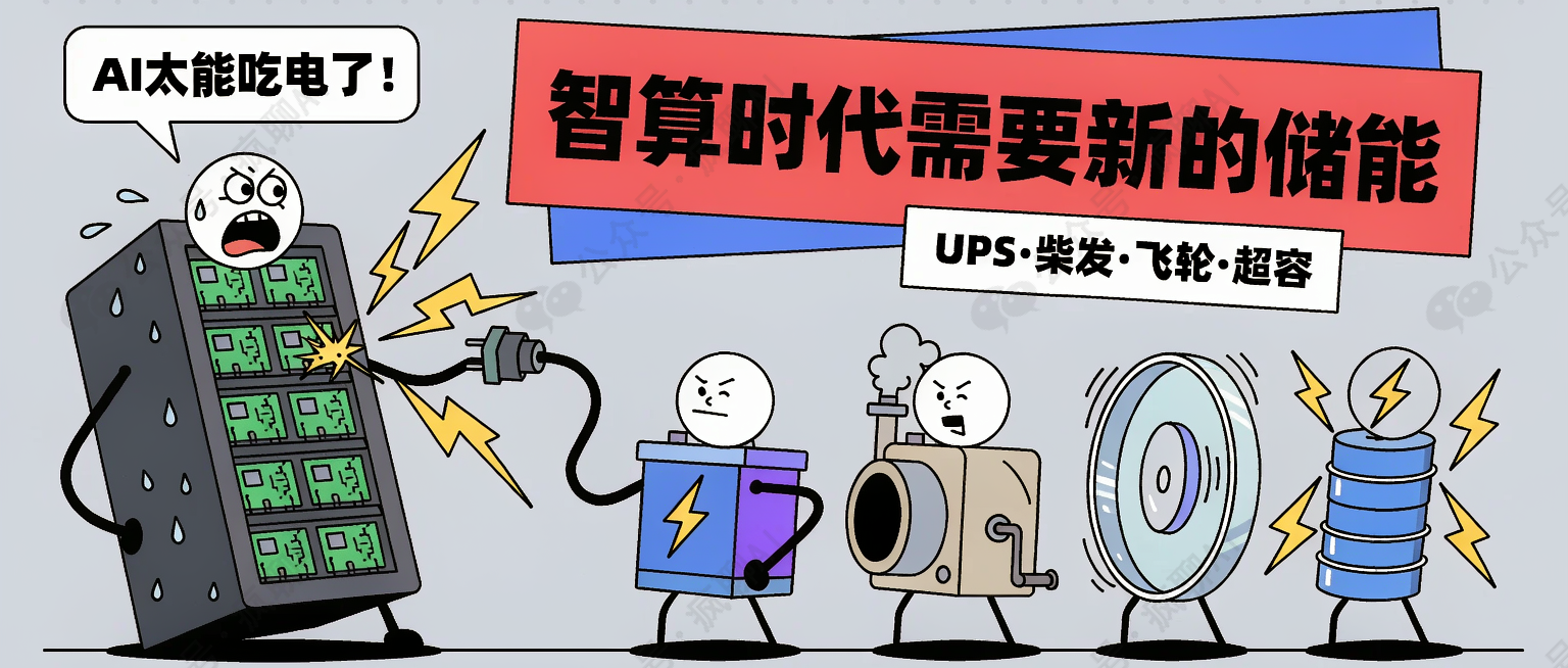 新型智算中心储能方案：UPS+柴发+飞轮+超容