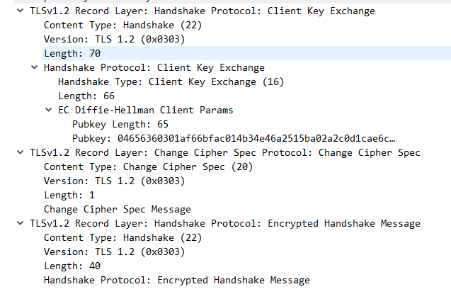 Client Key Exchange、Change Cipher Spec、Encrypted Handshake Message
