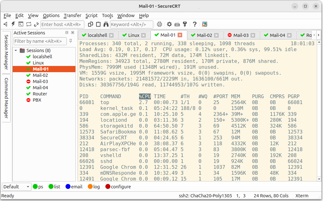 五款主流 SSH 远程连接工具：SecureCRT、OpenOcta、PuTTY、Termius、Xshell