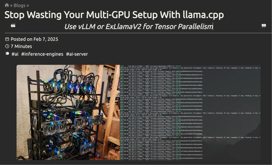  14 张 RTX 3090 GPU 和 336GB VRAM 的专用 AI 服务器，# Stop Wasting Your Multi-GPU Setup With llama.cpp