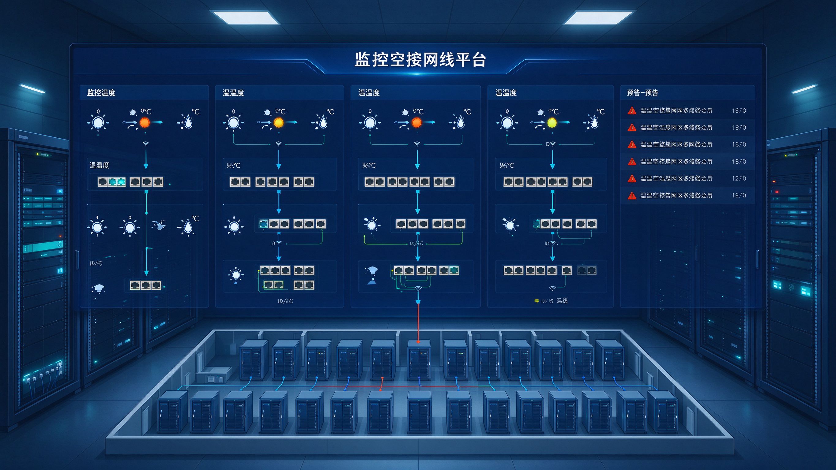 机房机柜温湿度组网平台大屏总览
