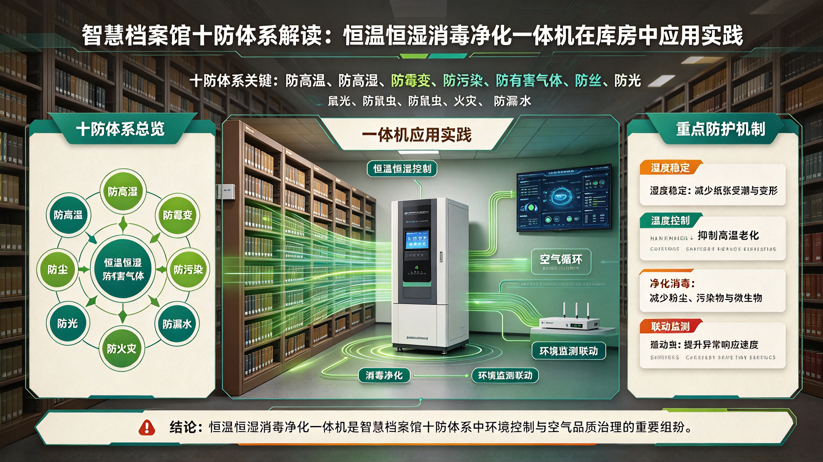 智慧档案馆十防体系解读：恒温恒湿消毒净化一体机在库房中应用实践
