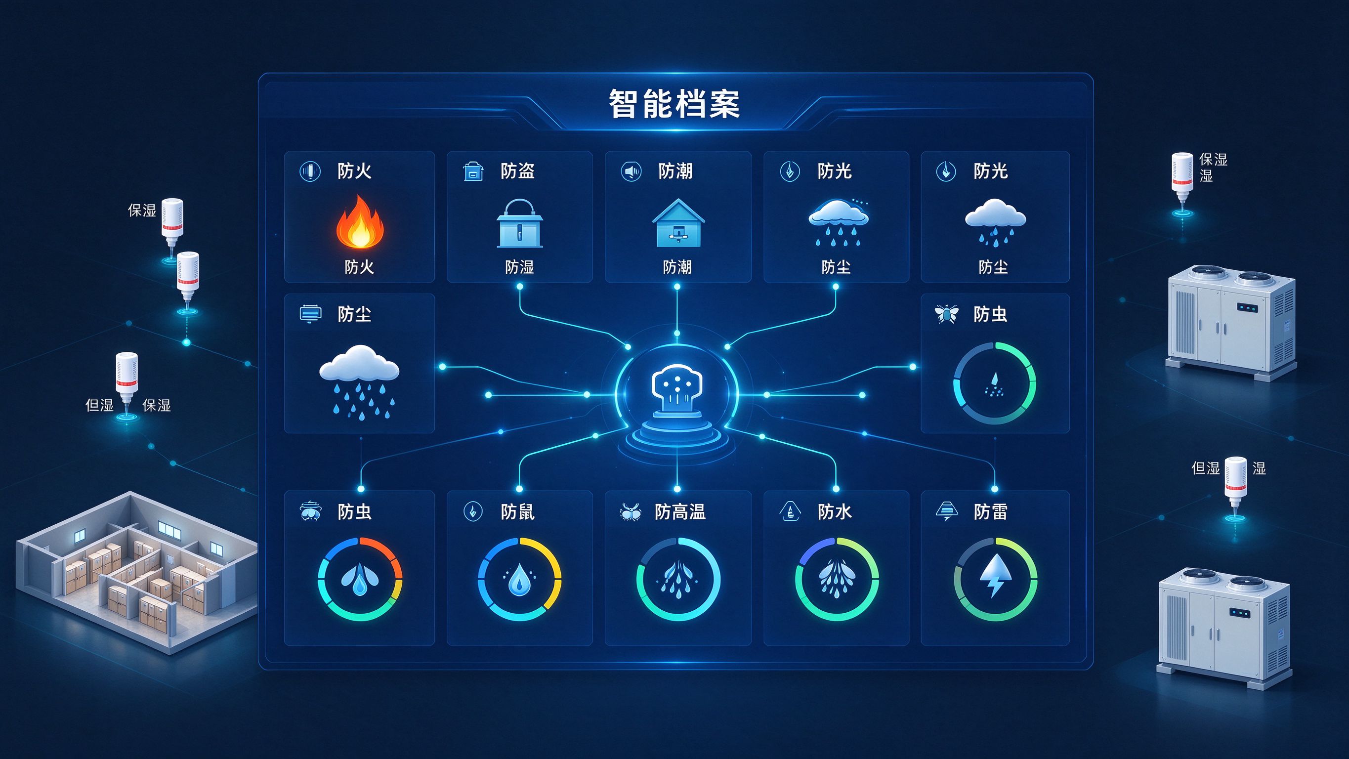 智慧档案馆十防整体防护闭环总览