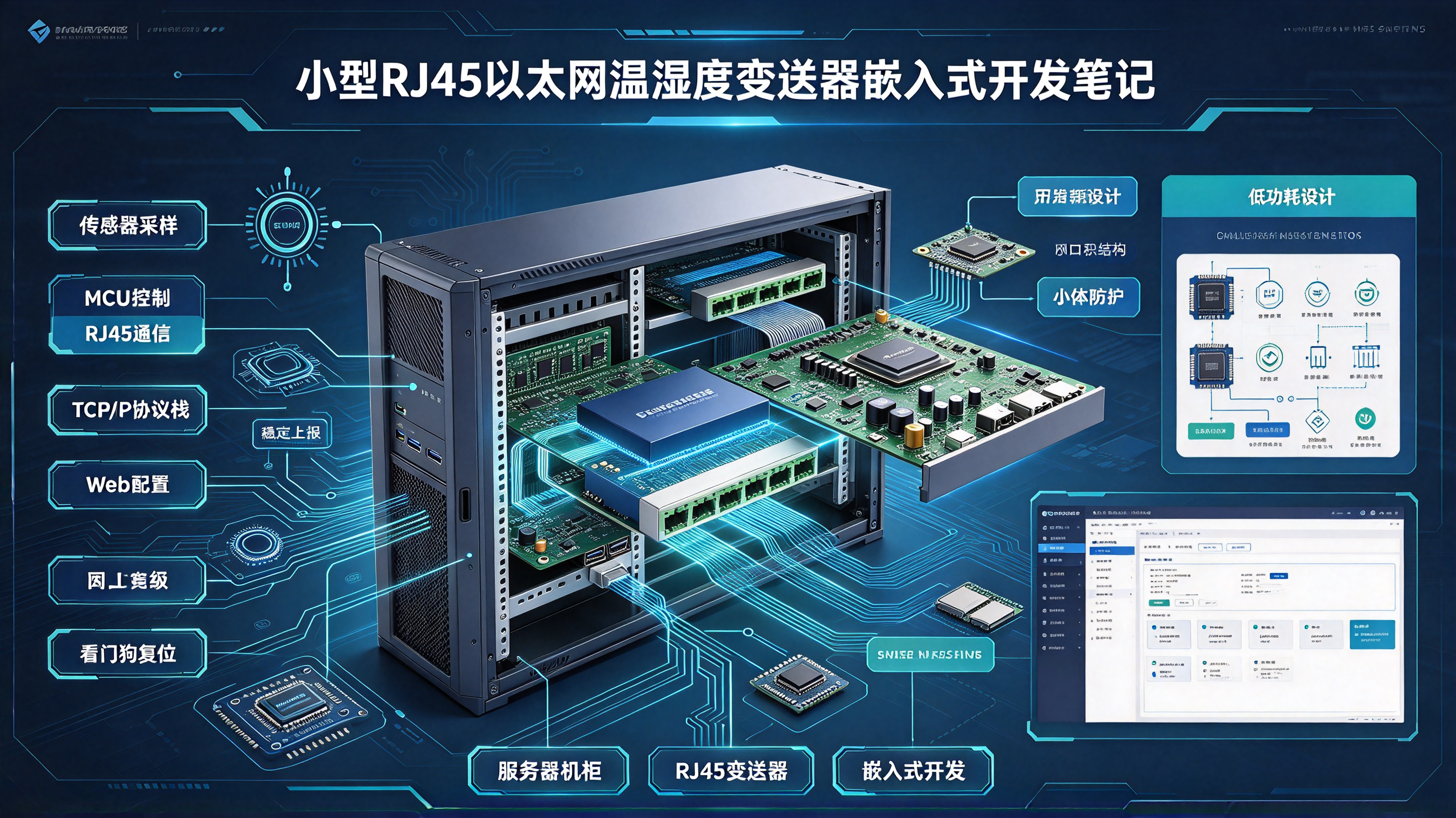 服务器机柜内部监测：小型RJ45以太网温湿度变送器嵌入式开发笔记