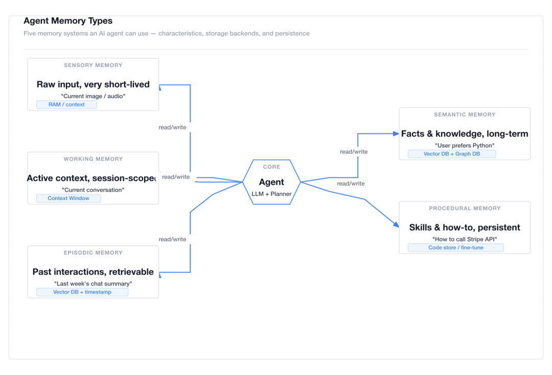 Notion 极简风 Agent 记忆类型图