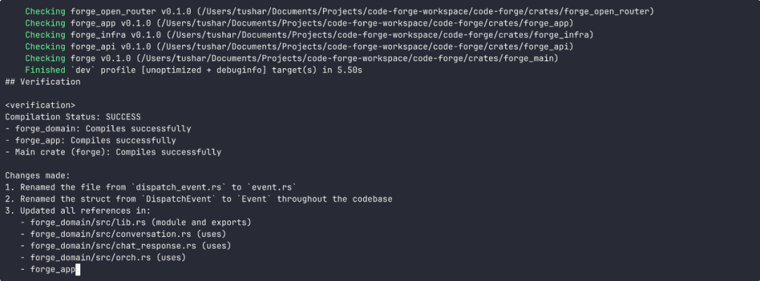 ForgeCode 执行中间步骤
