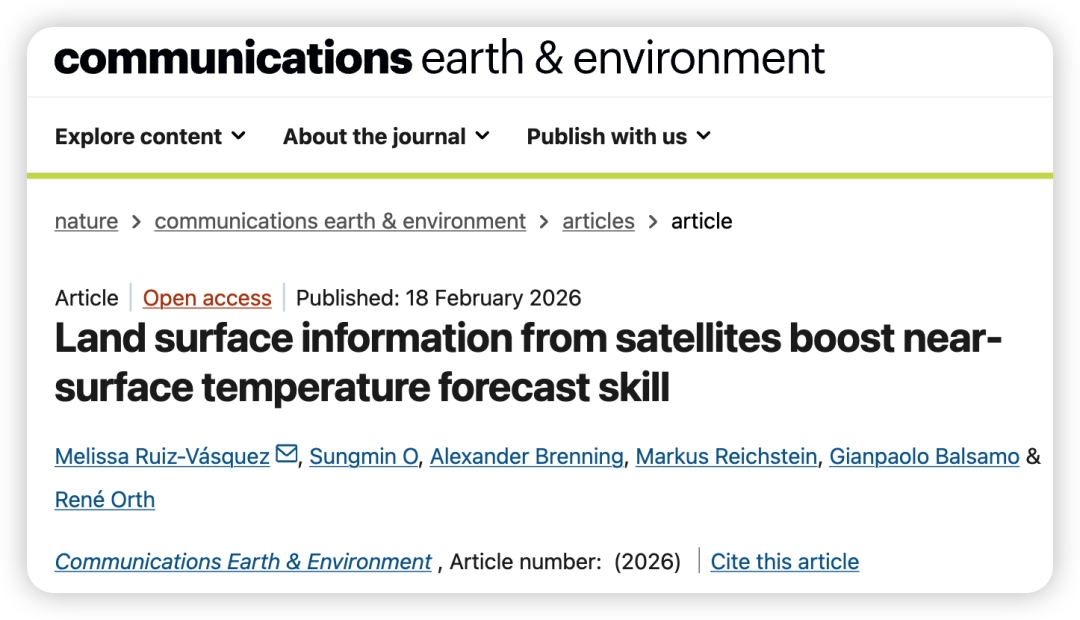 Ruiz-Vásquez, M., O, S., Brenning, A. et al. Land surface information from satellites boost near-surface temperature forecast skill. Commun Earth Environ (2026). https://doi.org/10.1038/s43247-026-03298-1