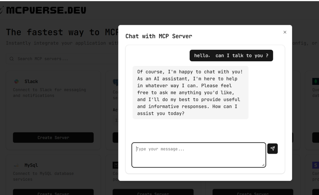 开始可以和mcp server进行人工智能对话