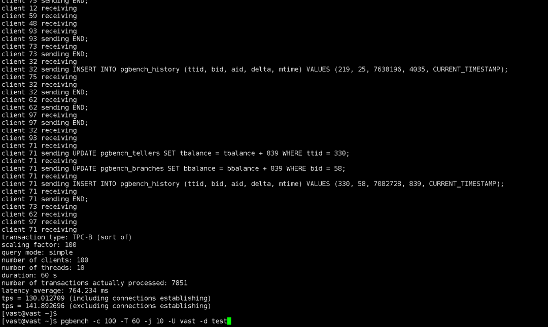 1 CPU 4G内存，100客户端 1分钟 每个客户端10个线程