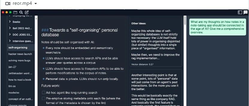 一款 AI 驱动的开源桌面笔记应用—Reor