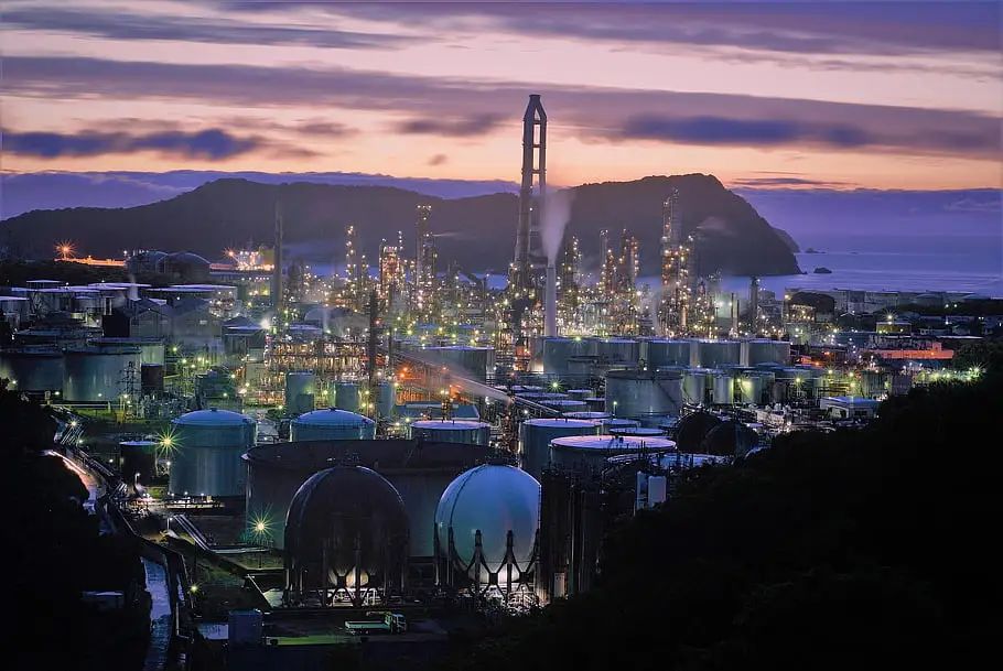 sunset, factory, buildings, illuminated, nature, industrial, industrial Plant, pollution