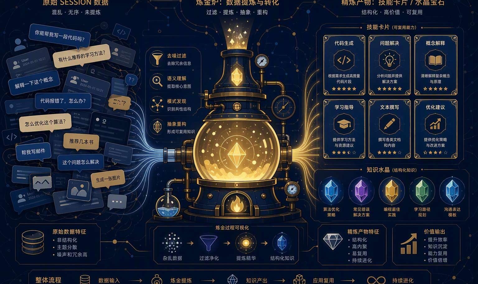 和AI一起搞事情#8. 分析1000+对话得到：技能炼金术