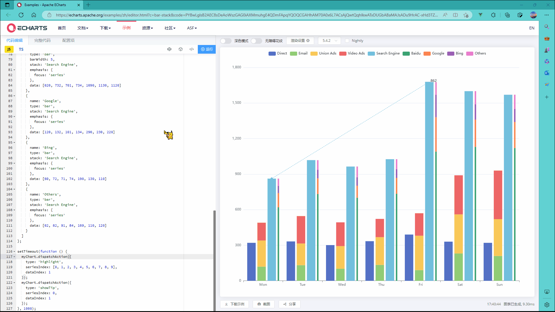 Echarts——如何默认选中图表并显示tooltip