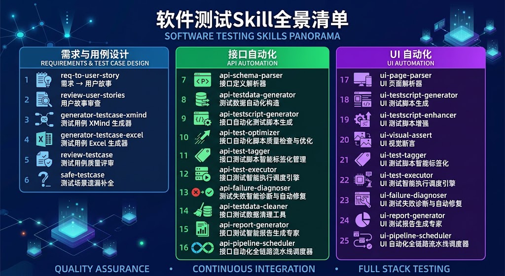 AI 测试 Skill 大全，我日常在用的 25 个，夯爆了！