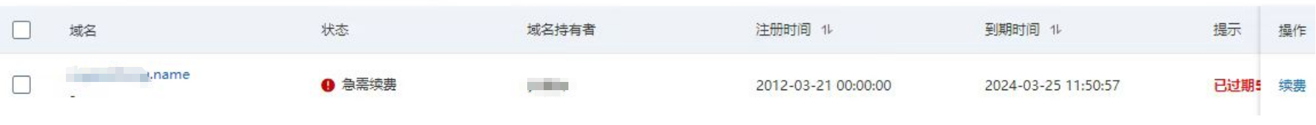 当前的 .name 域名已经过期