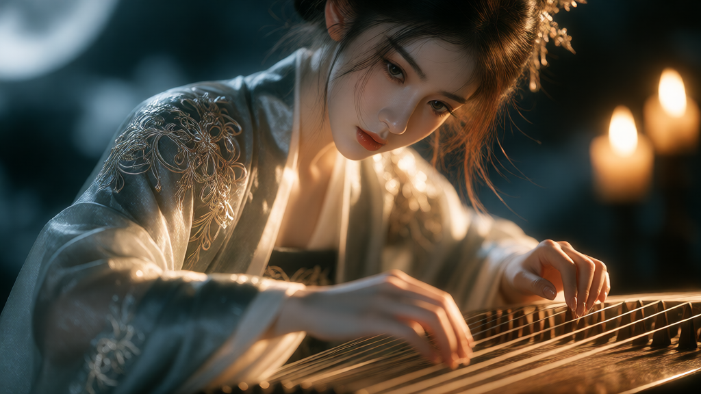 手部动作镜·抚琴特写