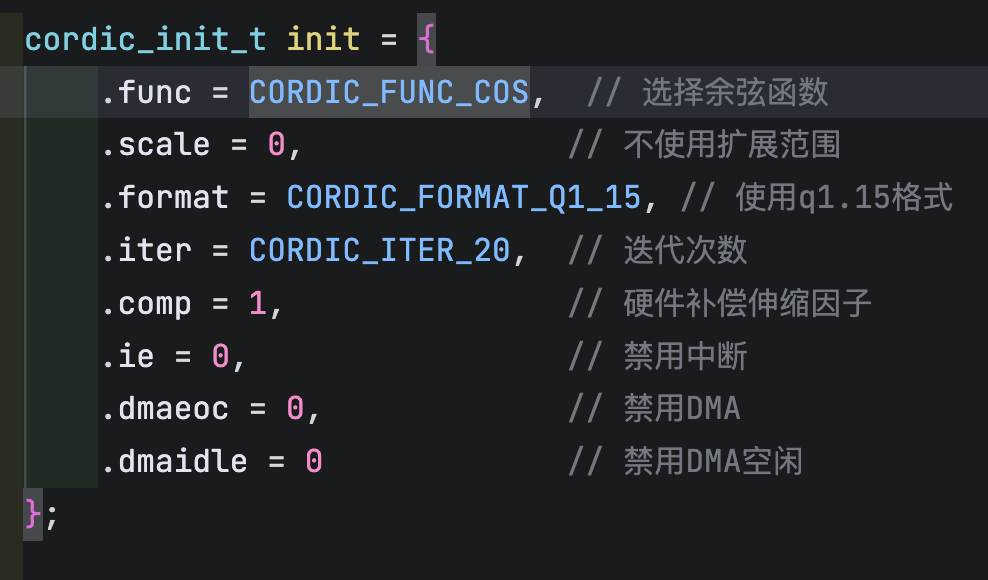 需要配置结构体,可以对照头文件填写