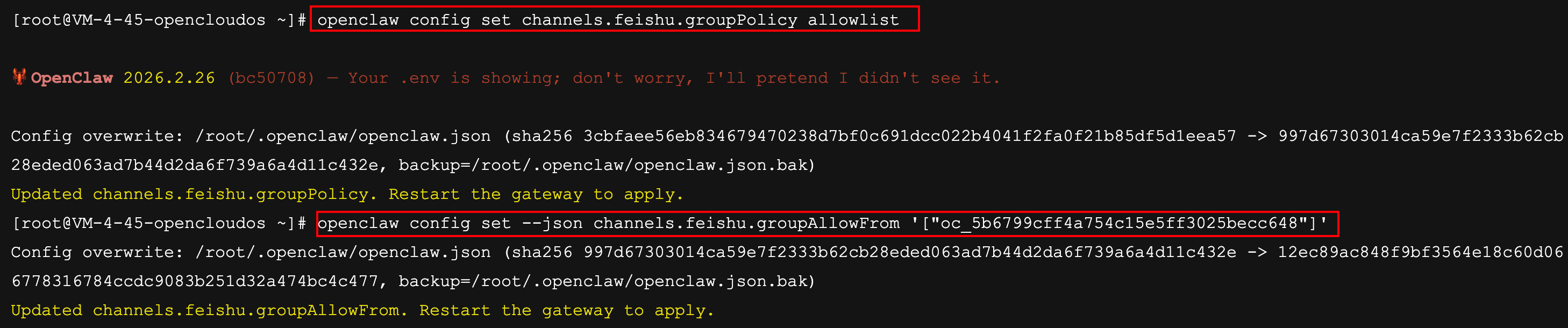 Example of configuring and