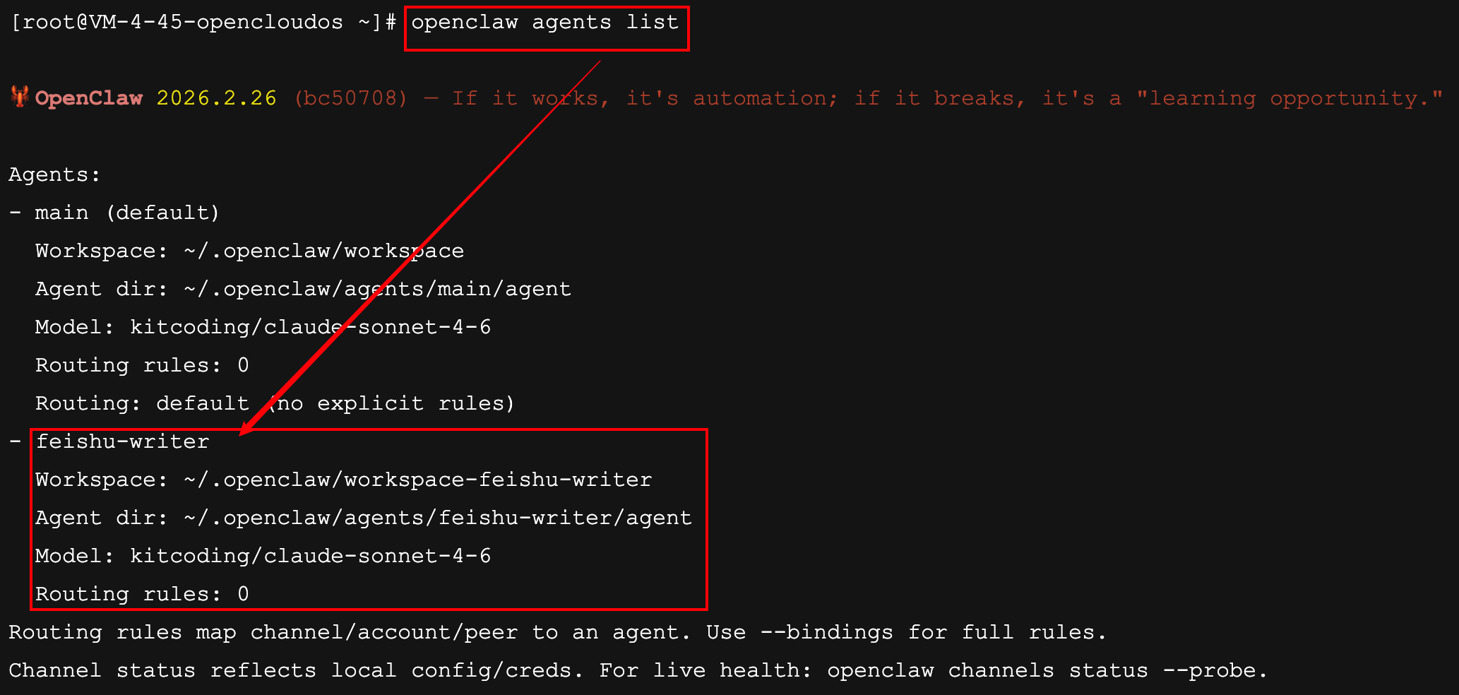 Verify successful Agent creation with