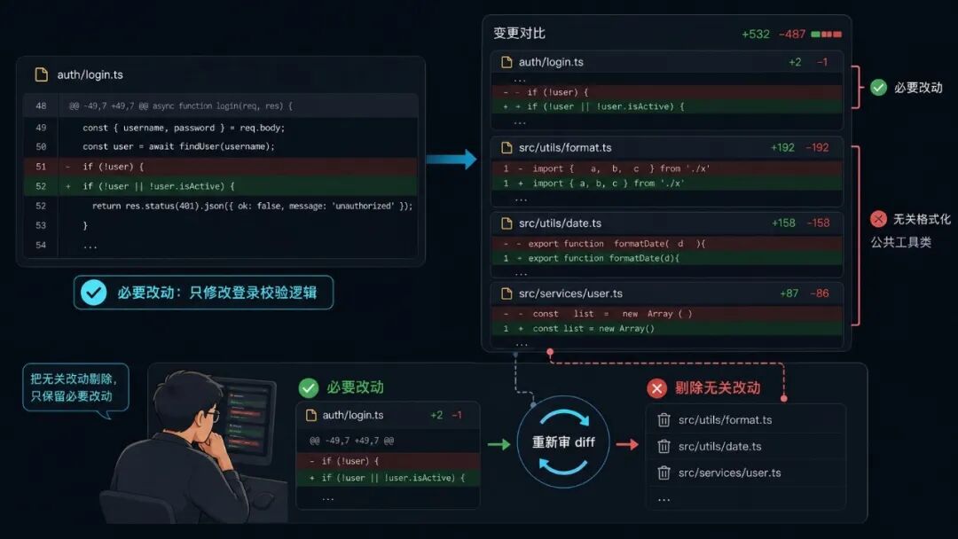 小改动变成大 diff