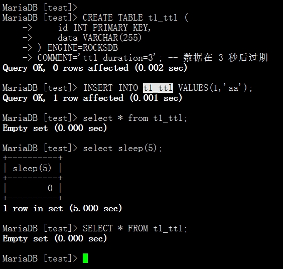 利用TTL功能自动清理过期数据