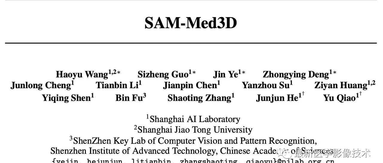 SAM-Med3D：三维医学图像上的通用分割模型，医疗版三维 SAM 开源了！