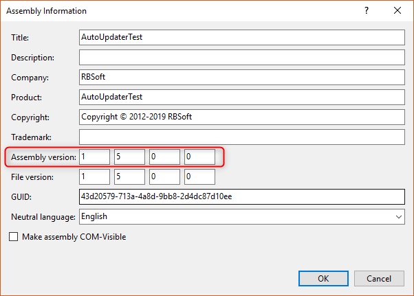 如何更改 .NET 应用程序的程序集版本?
