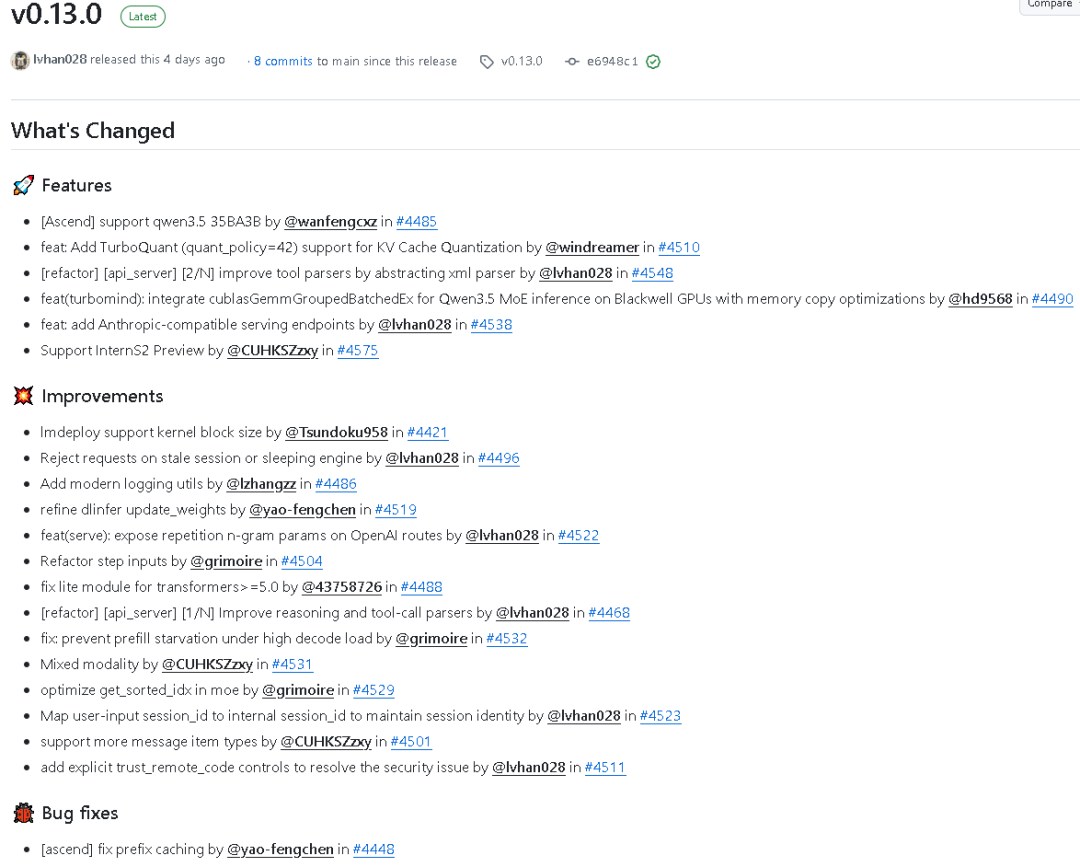 lmdeploy v0.13.0 升级：支持新模型、新端点、TurboQuant、Anthropic兼容服务、Mixed Modality 与 ...
