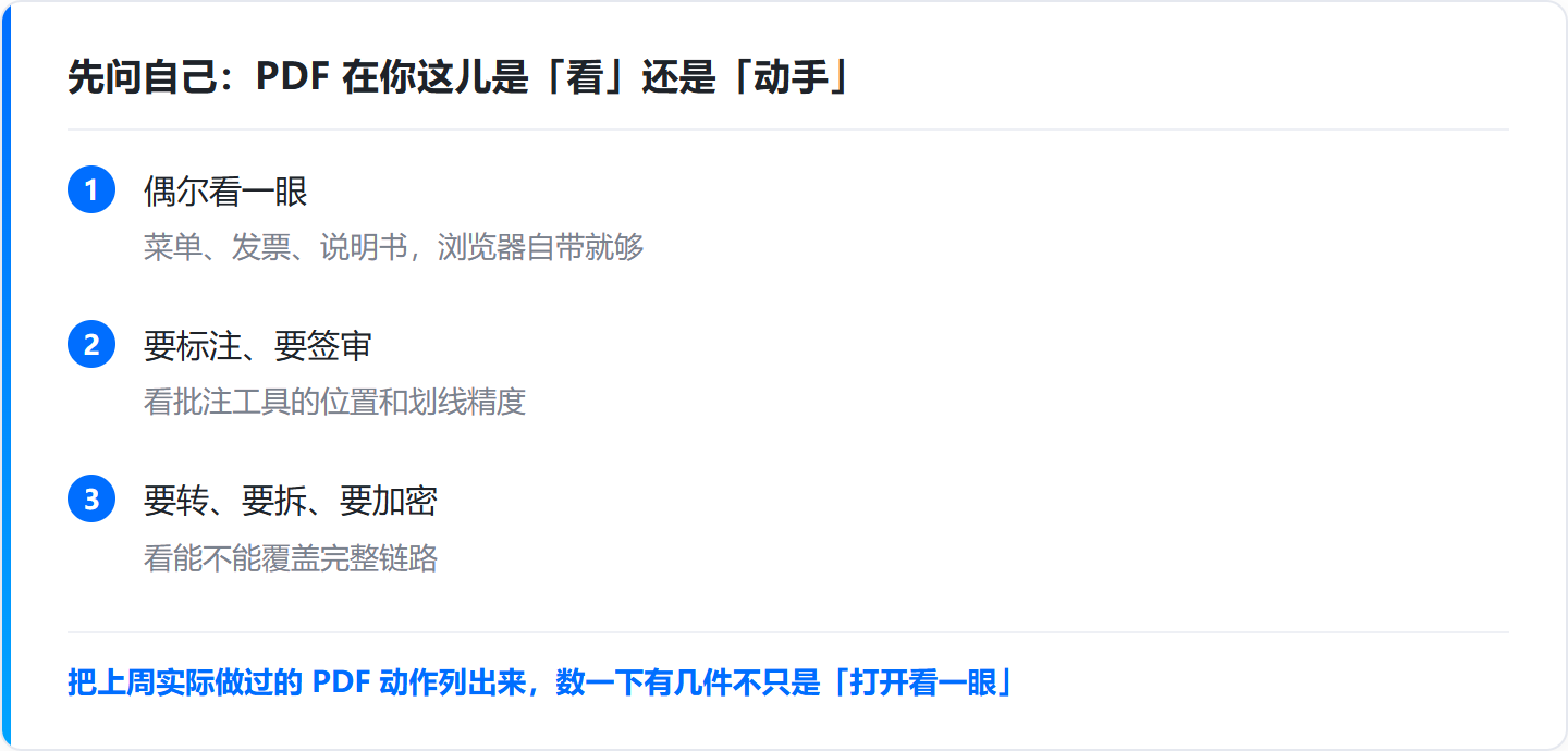 pdf阅读器哪个好用电脑版，按 6 类办公场景挑，文末附判断清单