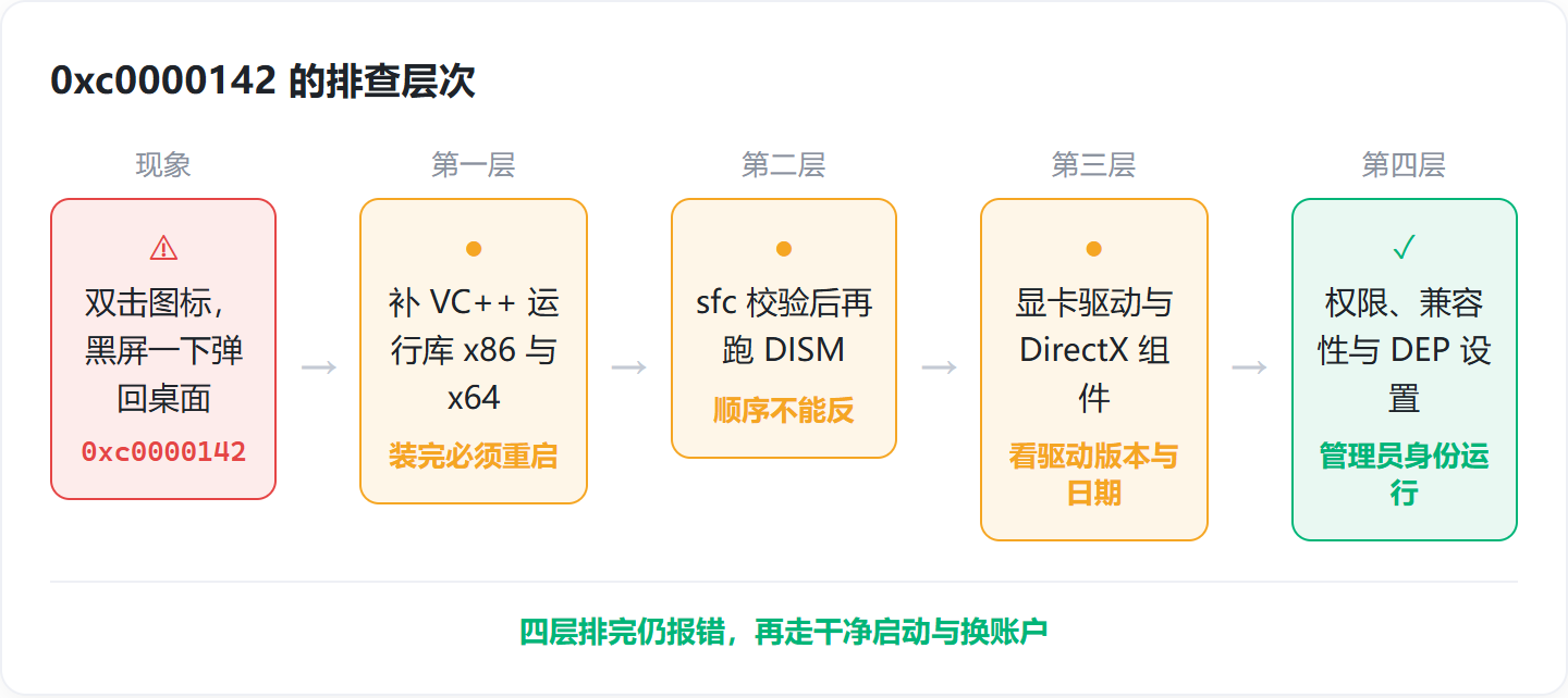 0xc0000142游戏启动不了，先分清运行库缺失还是系统DLL损坏