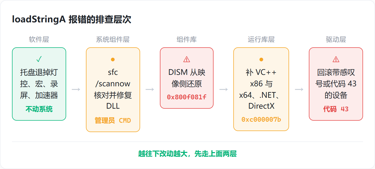 头号追击 loadStringA 报错，先退注入软件再用 sfc 与 DISM 修系统组件